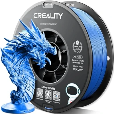Afbeelding van CREALITY PETG filament 1,75 mm 3D printerfilament, 1 kg, netjes gewikkelde spoel, maatnauwkeurigheid ± 0,03 mm, geschikt voor Ender , Bambu Lab Anycubic en ELEGOO FDM printers, blauw
