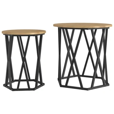 Afbeelding van vidaXL Artisan eiken MDF, Metaal Middelgroot Salontafel Rond