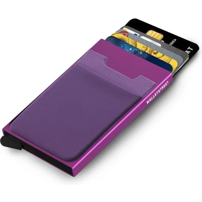 Afbeelding van Walletstreet Uitschuifbare Pasjeshouder Plus 2 Aluminium Creditcardhouder Card Protector Anti Skim/ RFID 7 Pasjes Paars/Purple