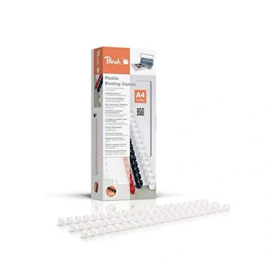 Afbeelding van Peach Plastic bindruggen A4 10mm 65 vellen 100 stuks wit PB410 01
