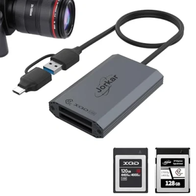 Afbeelding van Jorkar CFexpress Type B &amp; XQD Lezer, Dual Slot Geheugen Kaartlezer voor Camera&#039;s for Nikon Canon Panasonic, USB C 3.2 GEN 2 10Gbps, Adapter with A
