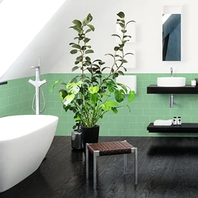 Afbeelding van Tegelstickers, 10 x 20 cm (h b l), zelfklevend, voor badkamer, keuken, 50 120 cm, mintgroen, 30 stuks