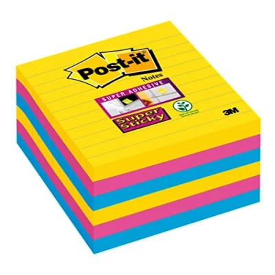 Afbeelding van Memoblok 3M Post it 675 Super Sticky 101x101mm lijn Rio