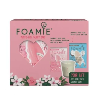 Afbeelding van Foamie Body &amp; Shower Bar Geschenkset + Kaars Cadeau 1ST