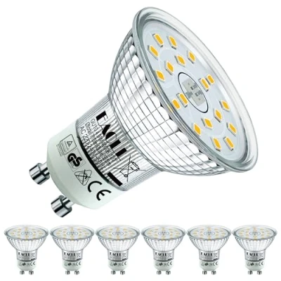 Afbeelding van EACLL GU10 LED Lamp Neutraal Wit, 5W Gelijk aan 65W Halogeenlampen, 6 pack, 4000K 495lm AC 230V Geen Flikkering Energiezuinige Verlichting, Stralingshoek 120 Spot, Niet Dimbaar Reflectorlamp