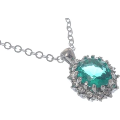 Afbeelding van Behave Klassieke ketting zilverkleur met hanger en blauw steentje