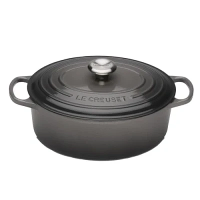 Afbeelding van LE CREUSET Signature Braadpan met deksel ovaal geëmailleerd gietijzer, 27 cm, 4.1 liter, flint