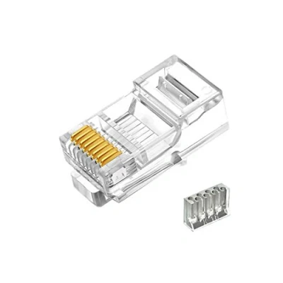 Afbeelding van 50 Pcs Cat6 RJ45 Connectors, Plugs, 2 Piece Crystal Unshielded Ends UTP 8P8C Modular Network Plug Connector
