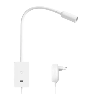Afbeelding van ENUOTEK Touch Dimbare LED Wand Leeslamp voor Slaapkamer Hoofdeinde Licht, Wit Flexibele wandspot met 5V2A USB uitgang, 4 Helderheidsniveaus, Neutraal Stroomuitval Geheugen