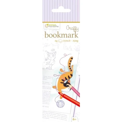 Afbeelding van Avenue Mandarine Ref GY100C Graffy Bookmark Kleurplaat Cat Designs Spiralbound Notebook, 14,5 cm x 6cm, 24 bladwijzers naar kleur, 12 ontwerpen, 250 g/m² papier