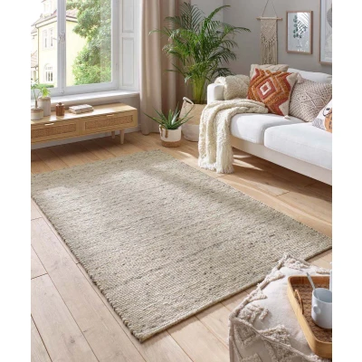 Afbeelding van Wollen Vloerkleed Lundr Beige 70x130 Cm