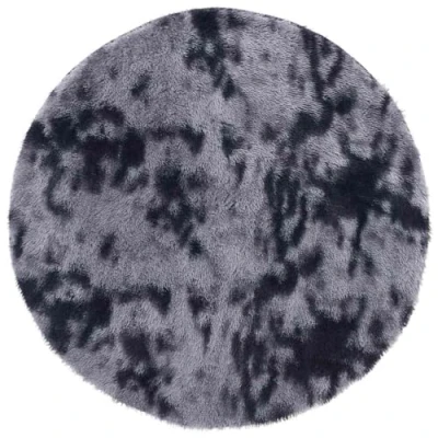 Afbeelding van vidaXL Vloerkleed hoogpolig 100x100 cm polyester donkergrijs