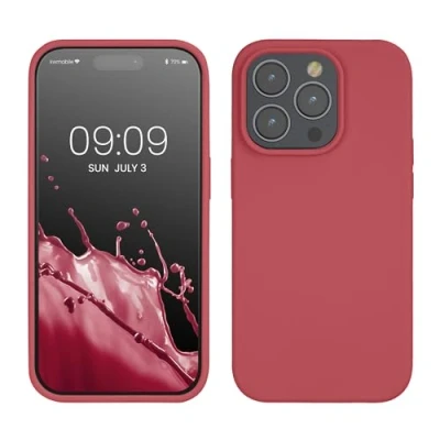 Afbeelding van kwmobile telefoonhoesje geschikt voor Apple iPhone 14 Pro Hoesje met siliconen coating Smartphone case in donkerroze