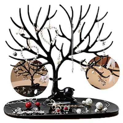 Afbeelding van gewei sieradenstandaard, gewei, opbergen, oorring displaystandaard, decoratieve sieradenboom, sieradenhouder, voor oorbellen, armbanden,