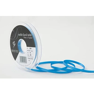 Afbeelding van Berisfords Double FACE Poly Satin Lint, koningsblauw, 5 mm