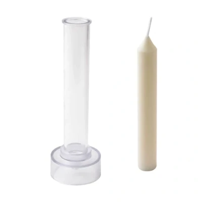 Afbeelding van WANDIC Kaarsvorm, doorzichtige plastic kandelaarvorm, cilindrische vorm voor kerk, Kerstmis, kaarslicht, diner, Valentijnsdag, huisdecoratie