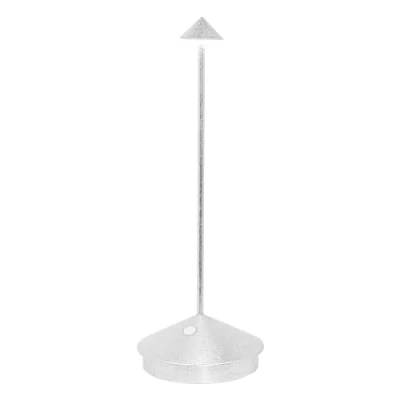 Afbeelding van Zafferano, Pina Lamp met Zilverkleurig Blad, Oplaadbare Draadloze Tafellamp Aanraakbediening, Bruikbaar als Binnenlamp, Dimmer, 2200 3000 K, Hoogte 29 cm