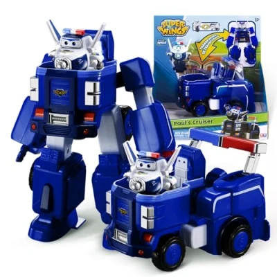 Afbeelding van Super Wings Transformeerbare robotauto &quot;Paul&#039;s Cruiser&quot; 18 cm + 1 figuur 5 Auto en speelgoedvliegtuig Transform a Bots uit de animatieserie Speelgoed voor kinderen vanaf 3 jaar