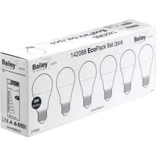 Afbeelding van Bailey LED peerlampen (6st) Ecopack E27 8W (55W) warmwit