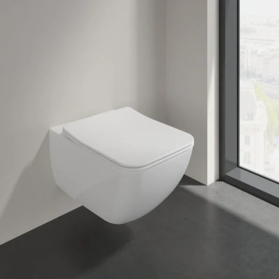 Afbeelding van Villeroy en boch venticello wandcloset directflush randloos diepspoel wit ceramicplus afvoer horizontaal 4611r0r1