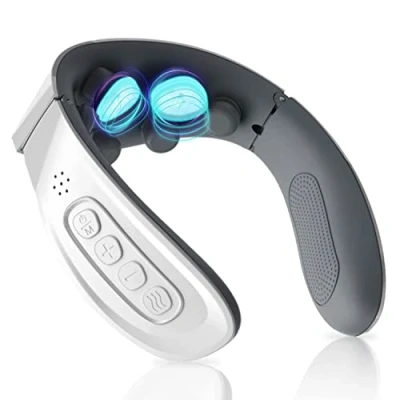 Afbeelding van Nekmassageapparaat, elektrisch nekmassageapparaat met warmte, 5 modi, 15 intensiteitsniveaus, constante temperatuur, pulsatiearme technologie voor de behandeling van nek en rugpijn
