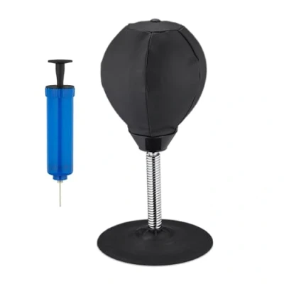 Afbeelding van Relaxdays bureau boksbal mini tafelmodel punching ball tegen stress met voet