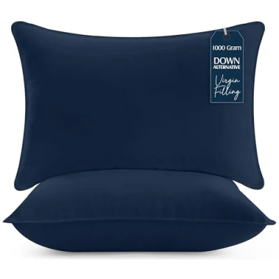 Afbeelding van Utopia Bedding Premie Kussen, Beddenkussens, Zachte Stof met Holle Vezelvulling (50x70 cm (2er Pack), Marine Blauw, 2)