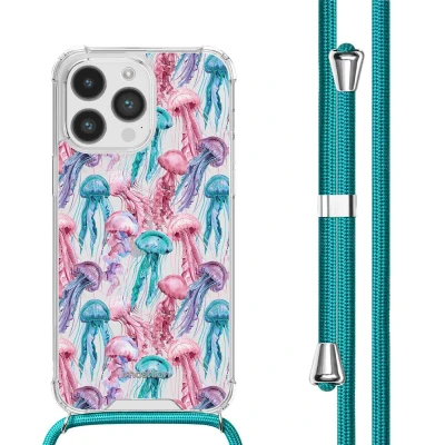 Afbeelding van Apple iPhone 14 Pro Hoesje Kunststof iMoshion Softcase/Koordhoesje/Backcover Jellyfish Watercolor Telefoonhoesje