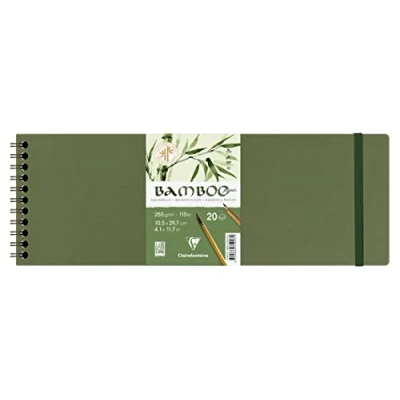 Afbeelding van BAMBOO aquarelpapier spiraalblok 20 vel 105X297mm 250gr/m2 Wit