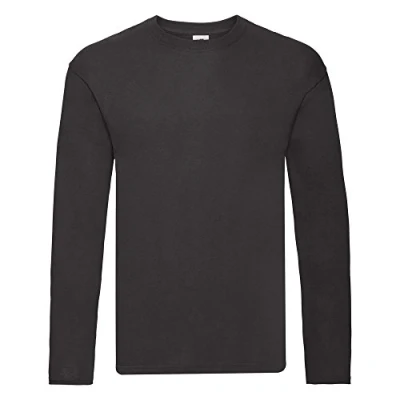Afbeelding van Fruit Of The Loom Valueweight T shirt met lange mouwen voor heren, Zwart, L