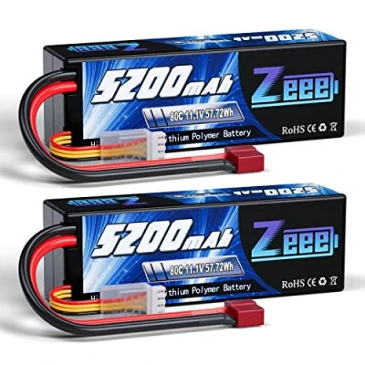 Afbeelding van Zeee 3S LiPo RC Accu 11.1V 80C 5200mAh Hardcase Batterij met Deans T connector voor auto, vliegtuig, helikopter, hobby (2 packs)