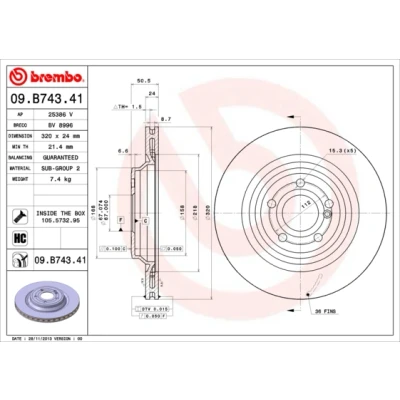 Afbeelding van Brembo Remschijf 09.B743.41