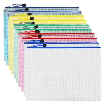Afbeelding van KOOSREEL A3 Rits Documententas 10st 5 Kleuren PVC Transparant Raster Ontwerp Mesh Reizen Kantoor Reisaccessoires