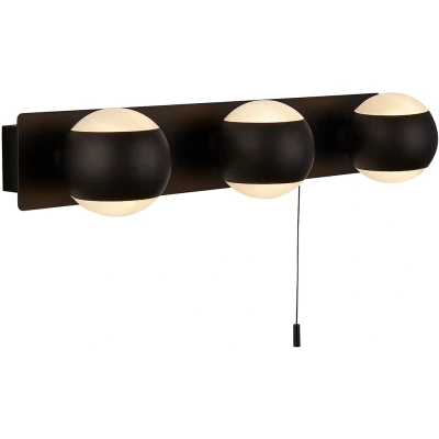 Afbeelding van Searchlight Badkamer wandlamp Flare 3 lichts zwart 83201 3BK