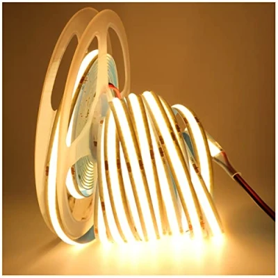Afbeelding van Tesfish ledstrip 24V COB Warm Wit 3000K 5m 320 LEDs/M in totaal 1600 LEDs, neonlicht, flexibele led lichtstrip strip lights voor feest, bar, plank, wooncultuur
