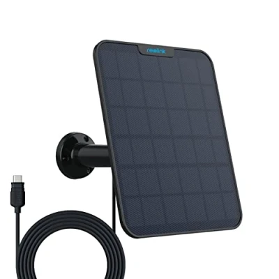 Afbeelding van Reolink 6W zonnepaneelvoeding voor beveiligingscamera&#039;s buitenshuis Draadloos zoals Argus Eco, PT, 3 Pro, Go Plus, PT 360 verstelbare houder, 4 meter kabel (Zwart)