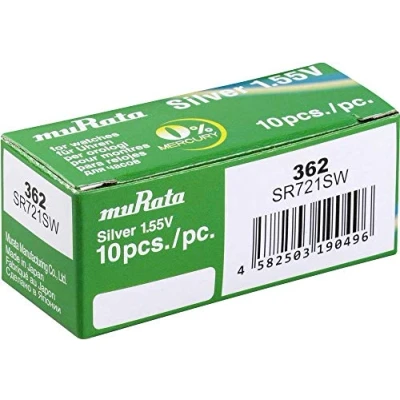 Afbeelding van Murata slveroxide knoopcel 362/SR721SW 2 stuks