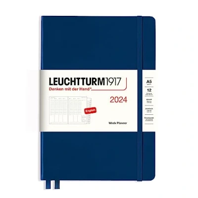 Afbeelding van LEUCHTTURM1917 367830 Weekplanner medium (A5) 2024, 12 maanden, marineblauw, Engels