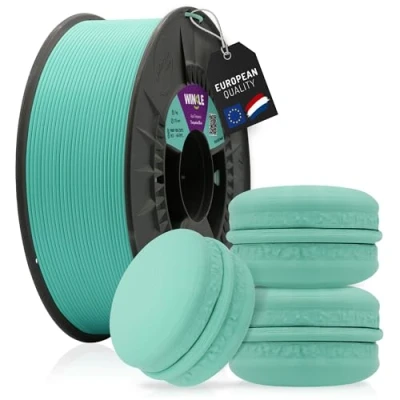 Afbeelding van WINKLE PLA HD filament pastelblauw turquoise voor 3D printers 1,75 mm 1 kg blauw kleur zonder glans maatnauwkeurigheid spoel
