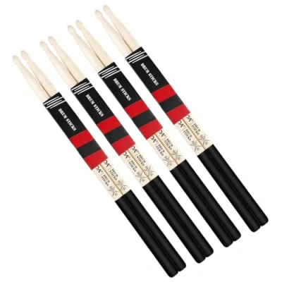 Afbeelding van Drumsticks voor drums, natuurlijk massief hout, gewichtsgebalanceerd, antislip grip, live performance en drumstel oefenaccessoires, percussiedrumsticks professionele beginners (4 paar, 5A esdoorn