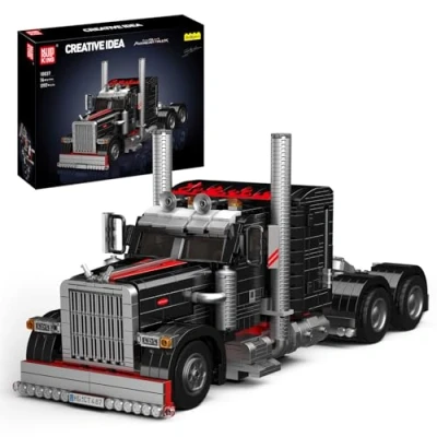 Afbeelding van Mould King 10037 Techniek US Truck The Black Monster Car Model, Creativiteit Technologie Sportwagen Model Kit, Tentoonstelling voor verzamelaars (1797 stuks)