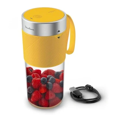 Afbeelding van Moulinex Lightmix Draagbare blender, 300 ml, krachtig, oplaadbaar, geel nest LM1C0210