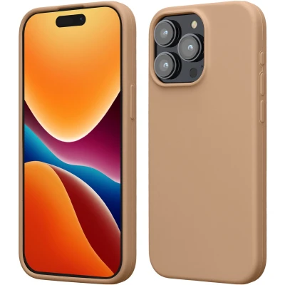 Afbeelding van kwmobile Case voor iPhone 15 Pro Max Slank TPU Hoesje met Zachte Afwerking In cappuccino
