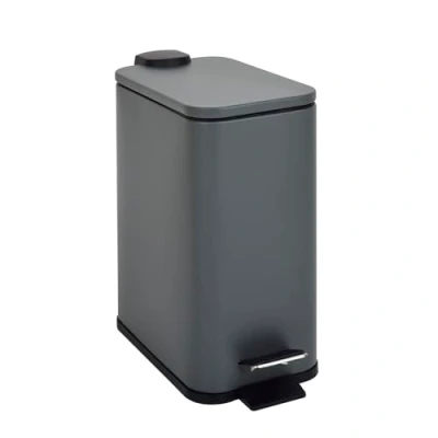 Afbeelding van SVITA ST5 Vuilnisemmer, pedaalemmer, afvalemmer, 5 l, badkamer, keuken, inclusief binnenemmer, pedaalmechanisme, softclose deksel, draaggreep, rechthoekig, grijs