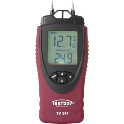 Afbeelding van Testboy TV 341 vochtmeter (meet vochtgehalte in bouwmaterialen, geen separate meetsnoeren of meetspitsen, automatische uitschakeling, ingebouwde zelftest unit), rood/zwart
