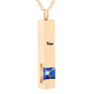 Afbeelding van Luxe Ashanger Met Ketting En Gravering Papa Assieraad Rosegoudkleurig Blauwe Steen As Gedenksieraad Urn Incl. vuller