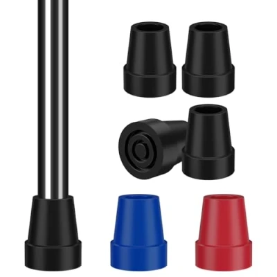 Afbeelding van supregear Kruktips 19 mm 4 Pack Robuuste Rubberen Vervangcaps, Anti Slip Staalversterkte Tips voor Krukken en Krukken, Zwart