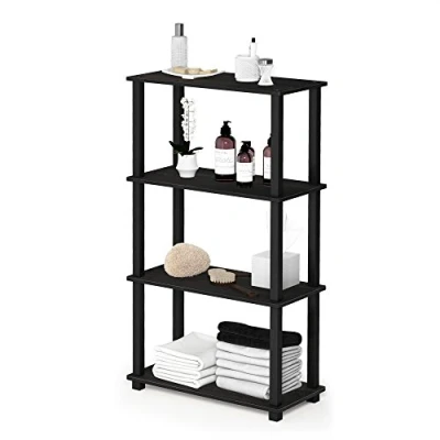 Afbeelding van Furinno Turn S Tube 4 laags multifunctioneel plankenrek met vierkante buis, espresso/zwart