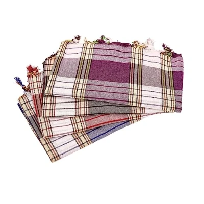Afbeelding van Carenesse Hamamdoek Classic 4 delige set, 80 x 170 cm, hamamhanddoeken, 100% katoen, absorberend, sneldrogend, pestemal, rood/blauw/zwart/bessen, geruit, hamam strandhanddoek, saunahanddoek
