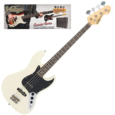 Afbeelding van Vintage VIP V49VW Coaster Series White Bass Pack elektrische basgitaar set met versterker